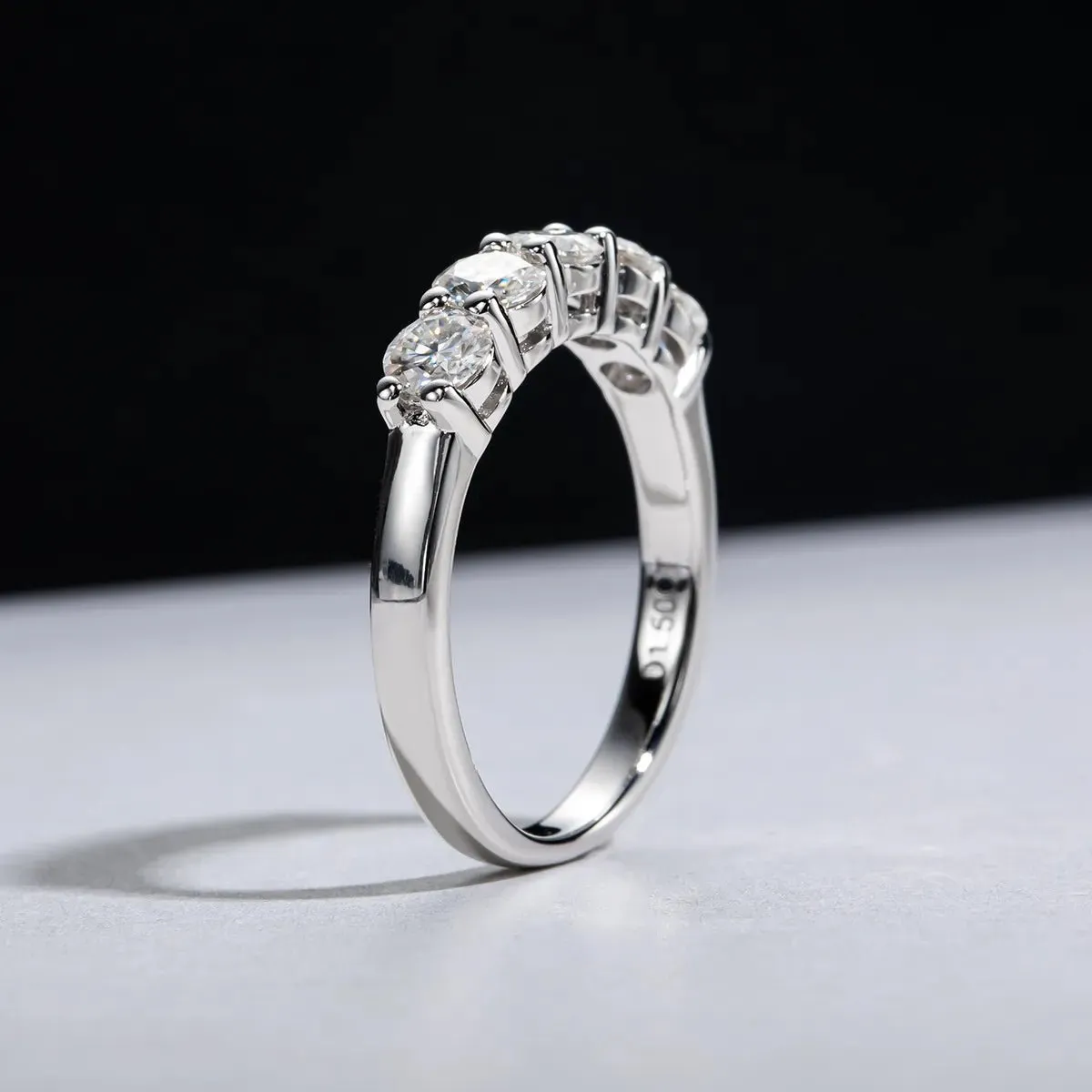 Five Stone 4mm Round Cut Diamond Wedding Band