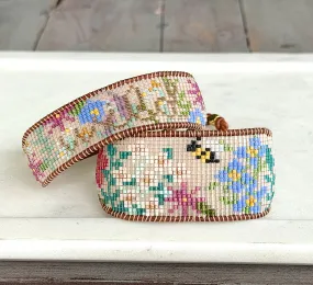 Flower Garden Bead Loom Woven Bracelet