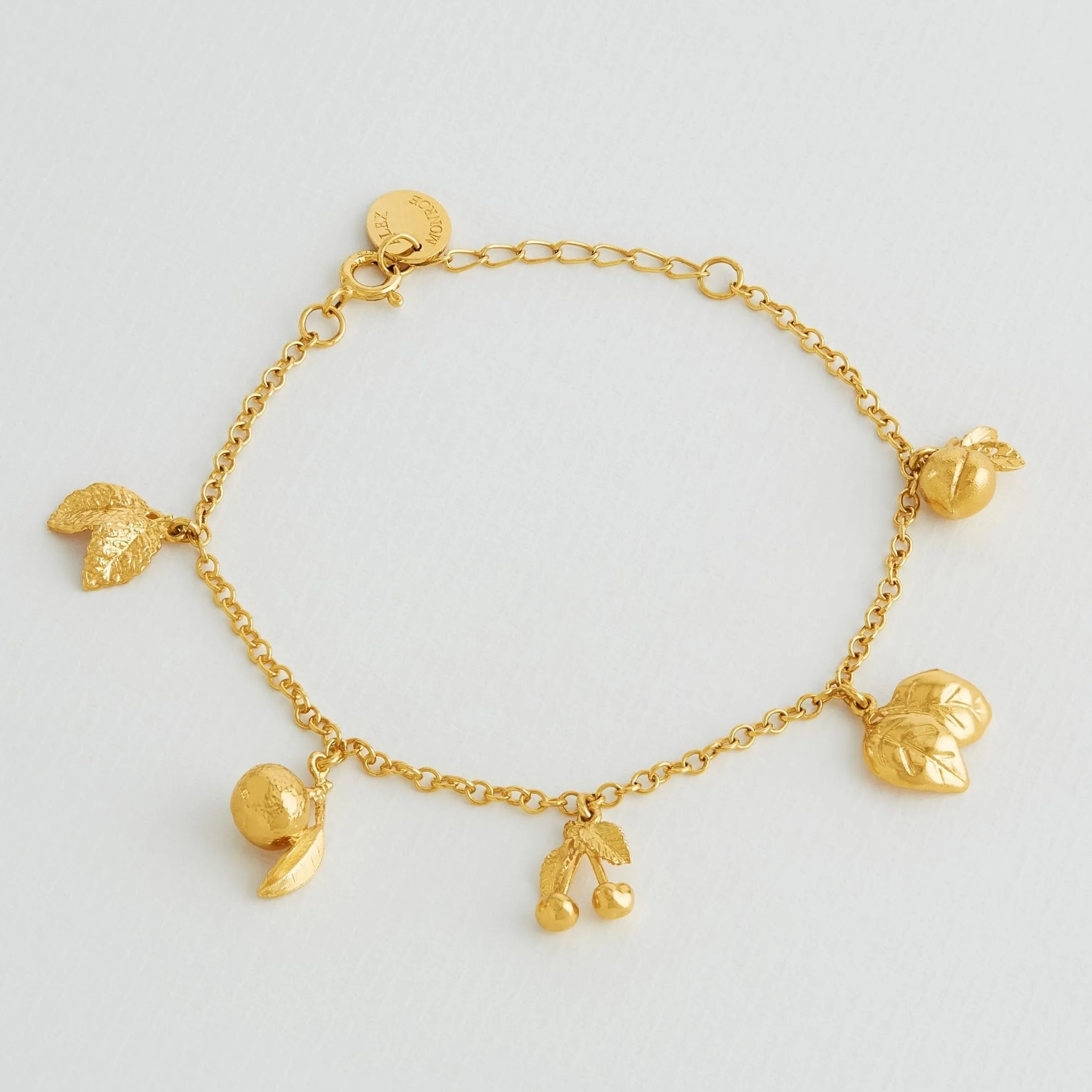 Fruit Medley Charm Bracelet Gold Plated