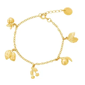 Fruit Medley Charm Bracelet Gold Plated