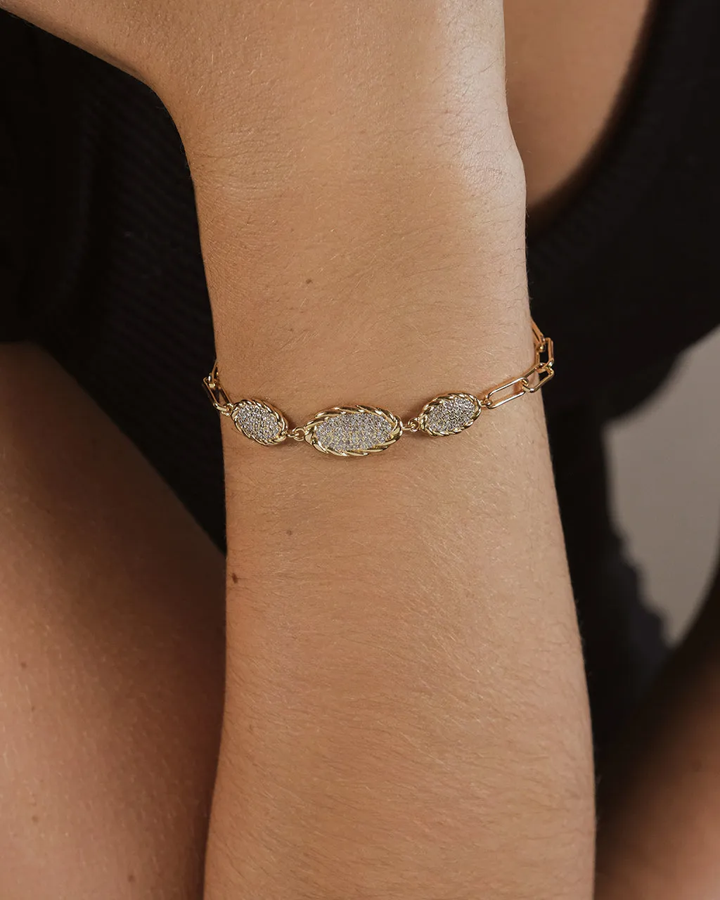 Galette CZ Delicate Chain Bracelet