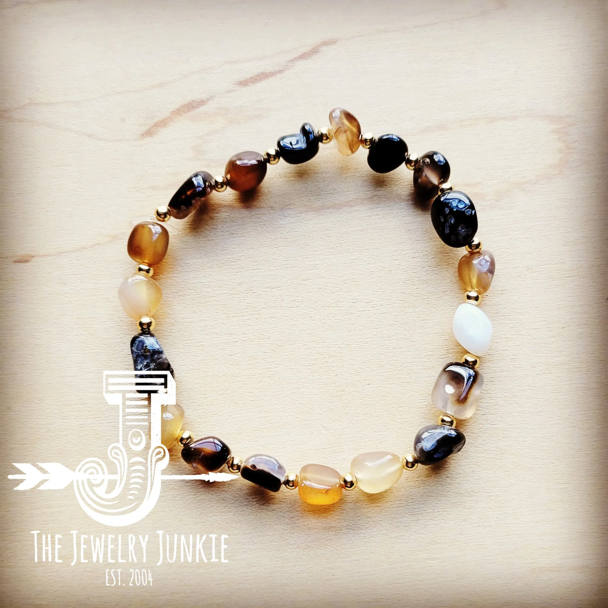 **Genuine Natural Agate and Stretch Bracelet 807pp