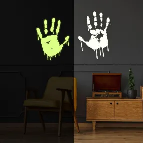 Glow In Dark Bloody Hands Scary Red Vinyl Sticker - Night Glowing Zombie Blood Car Wall Decal Print