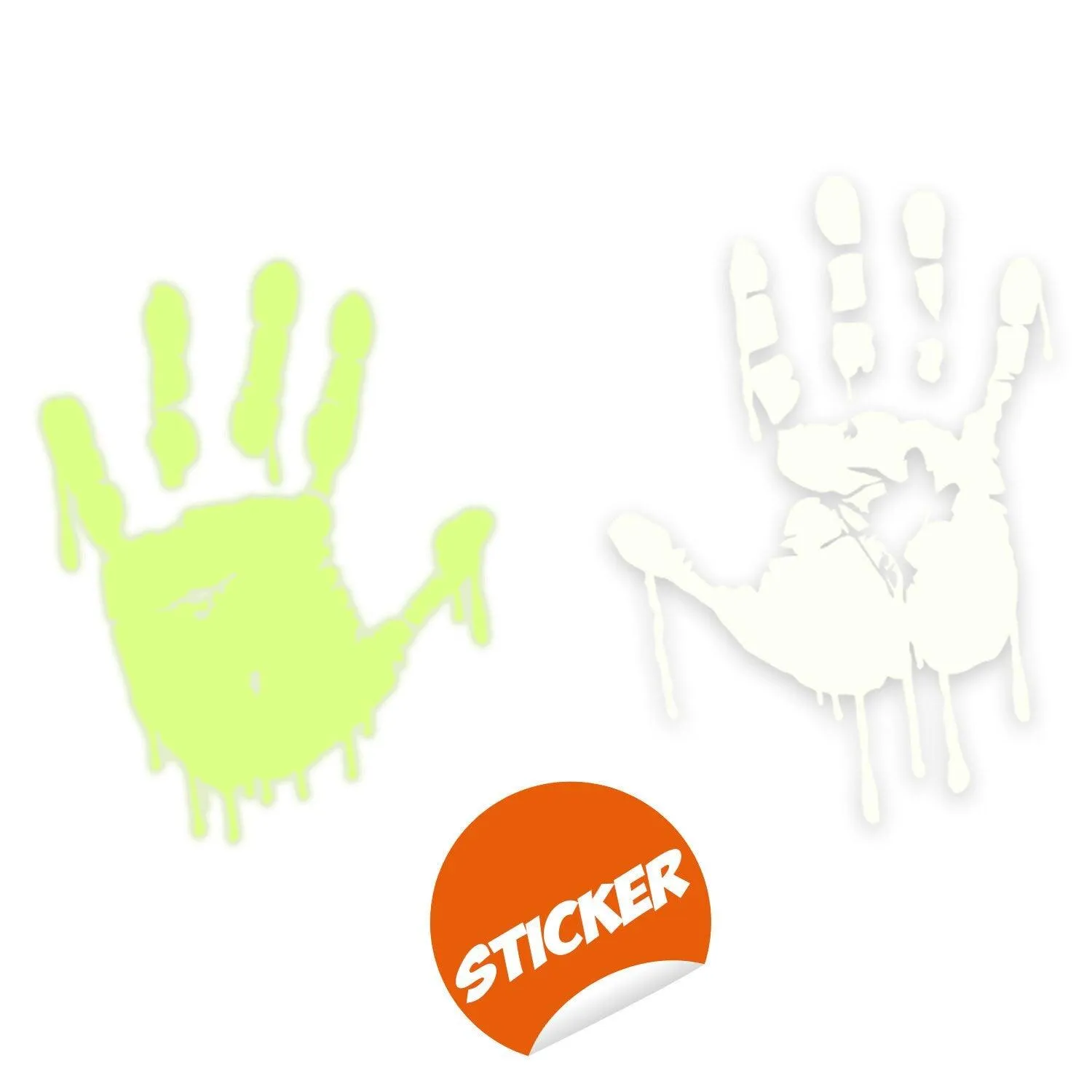 Glow In Dark Bloody Hands Scary Red Vinyl Sticker - Night Glowing Zombie Blood Car Wall Decal Print