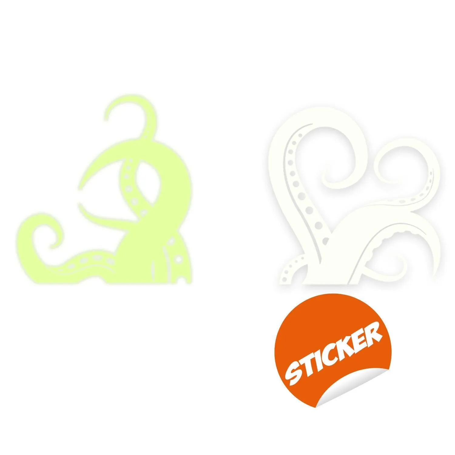 Glow In Dark Octopus Tentacle Vinyl Wall Art Sticker - Night Glowing Bathroom Squid Kraken Decor Decal