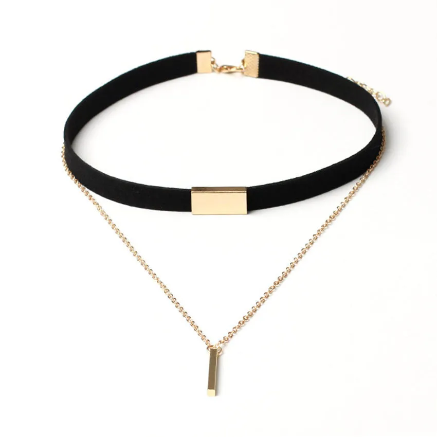 Gold Bar  Choker Necklace