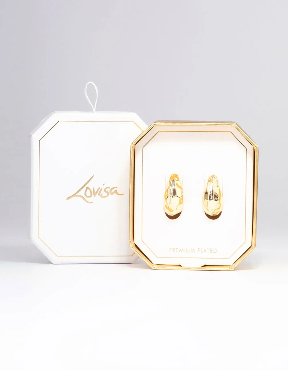 Gold Plated Bold Textured Hoop Earrings