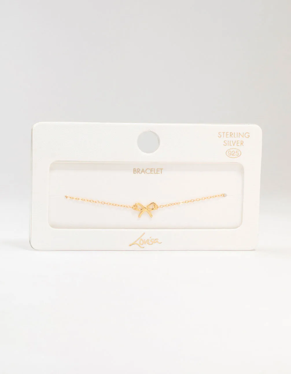 Gold Plated Sterling Silver Bow Chain Bracelet