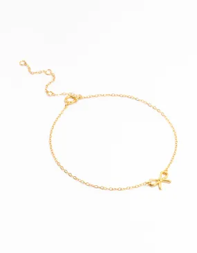 Gold Plated Sterling Silver Bow Chain Bracelet