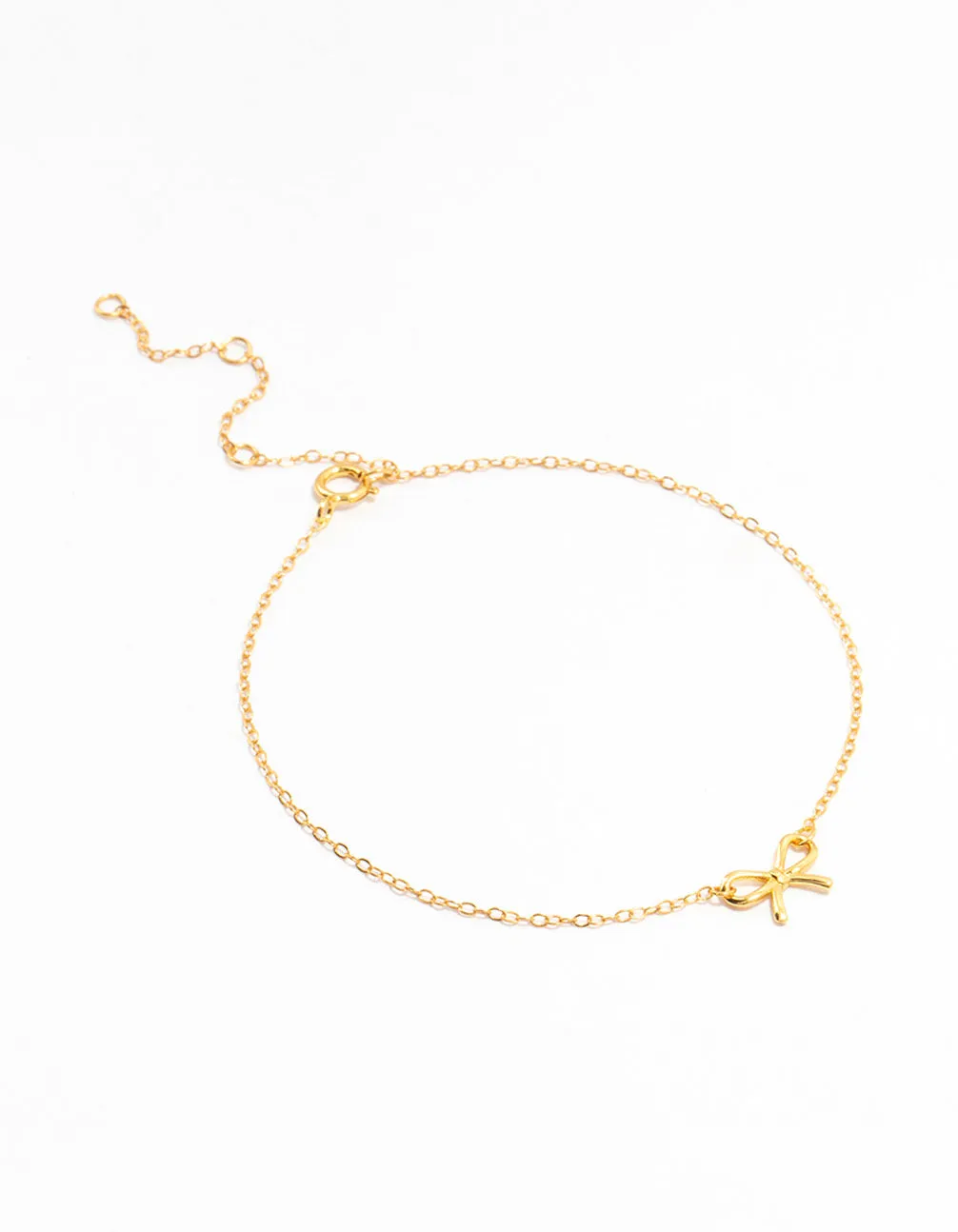 Gold Plated Sterling Silver Bow Chain Bracelet