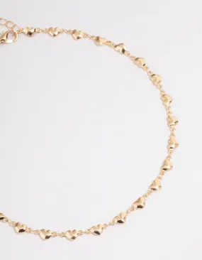 Gold Puffy Heart Choker