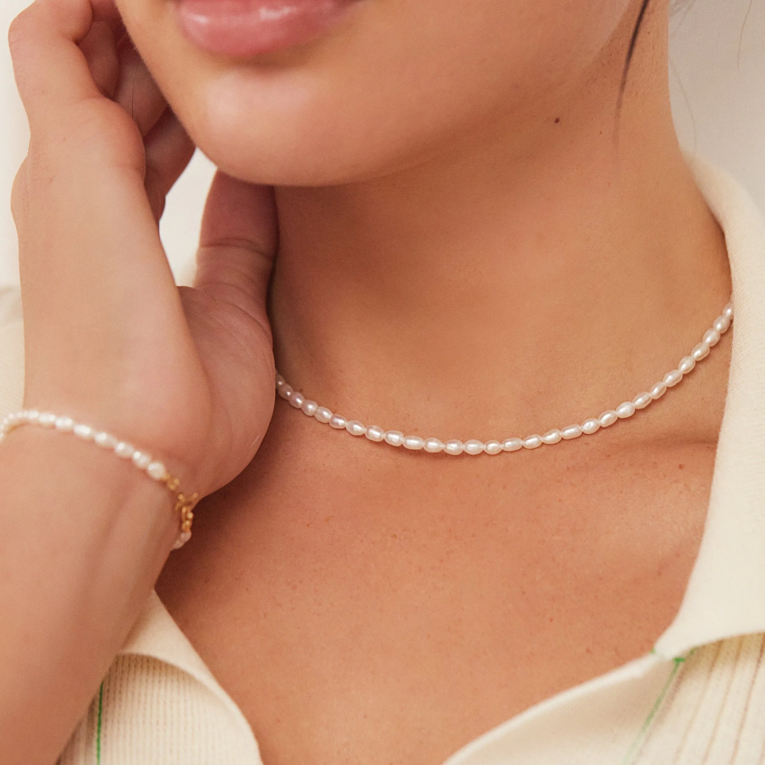 Gold Seed Pearl Choker
