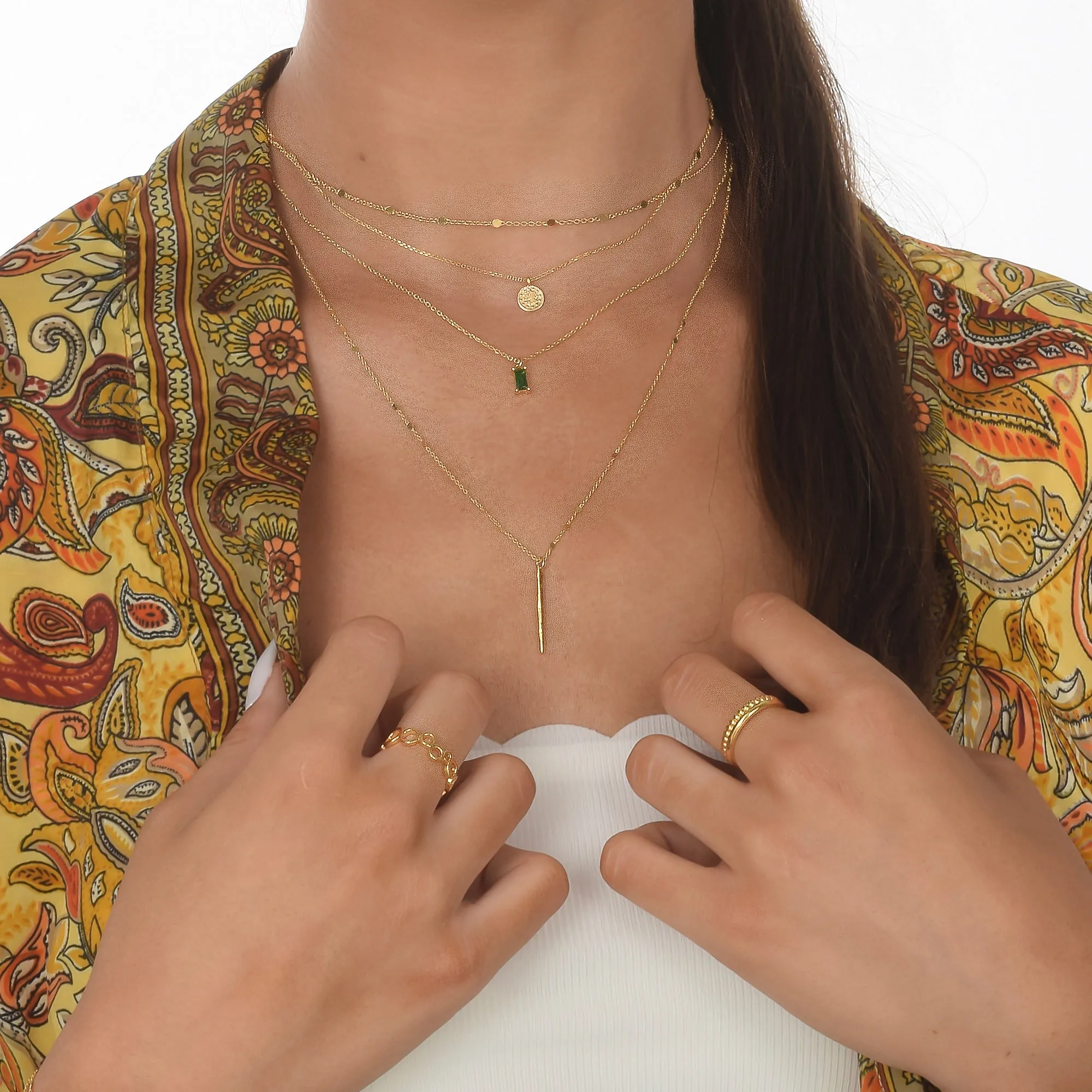 Gold Spike Pendant Necklace