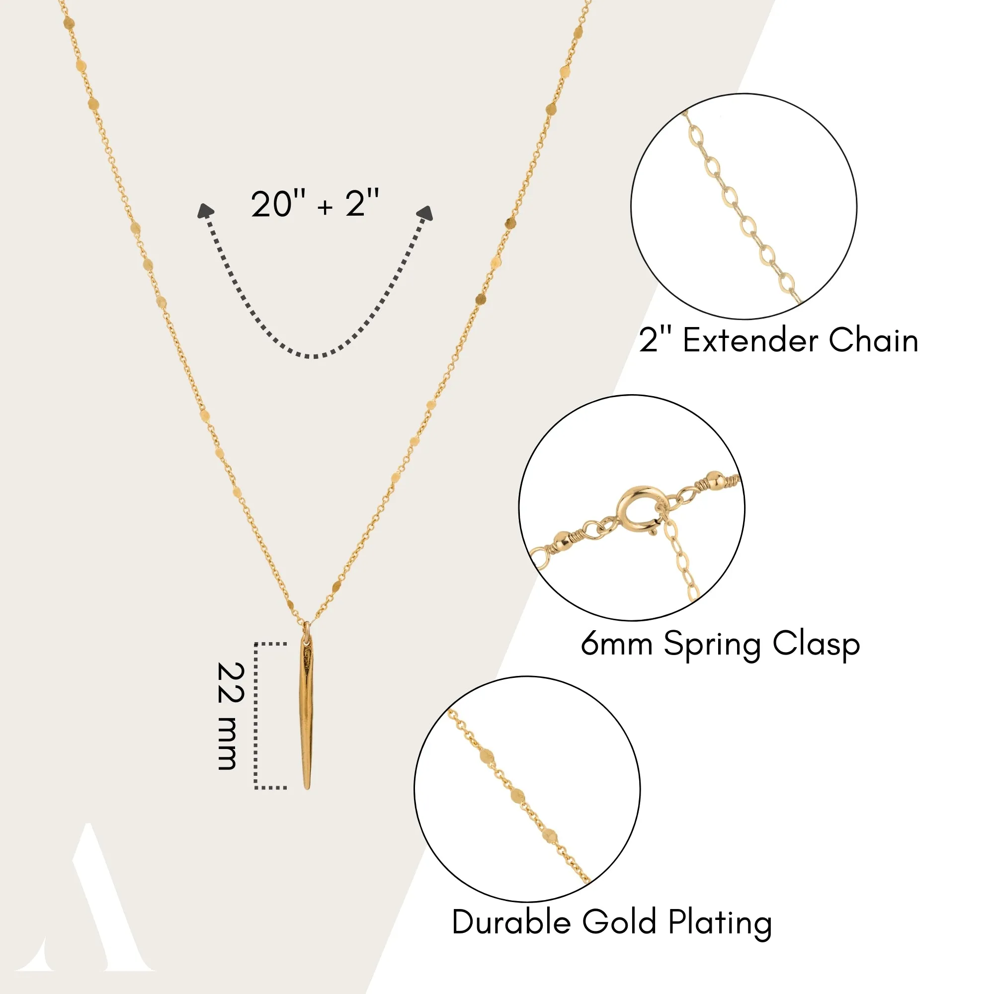 Gold Spike Pendant Necklace