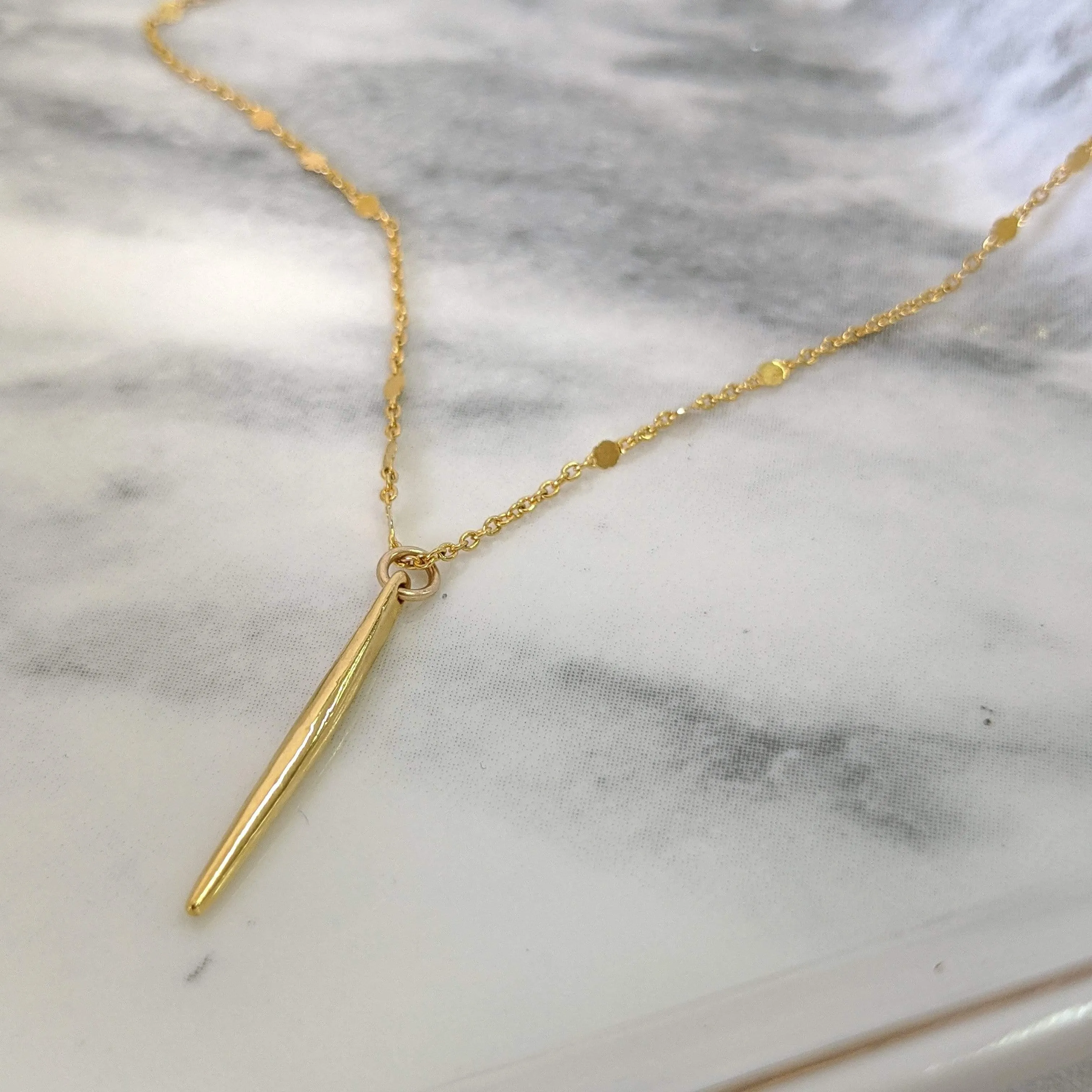 Gold Spike Pendant Necklace
