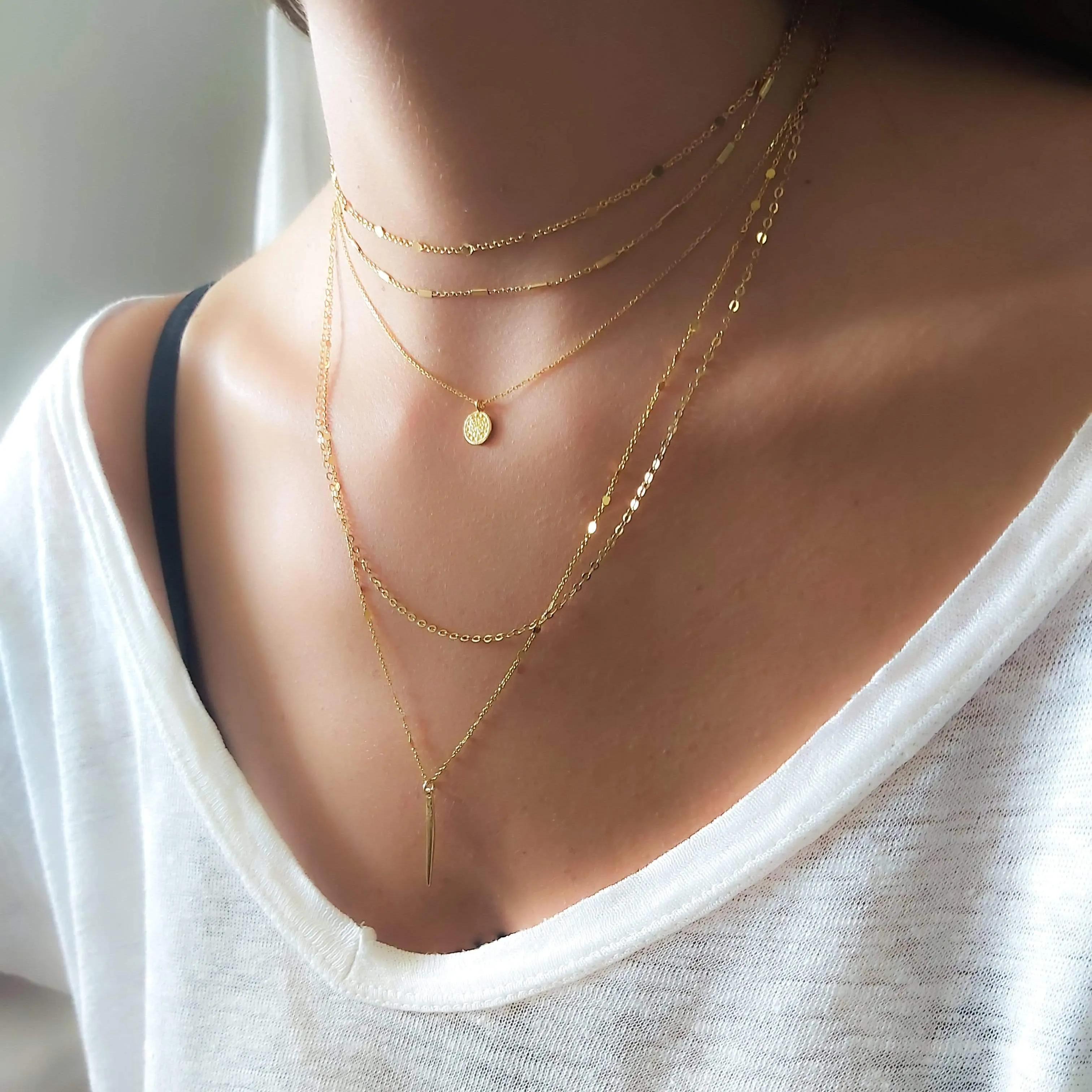 Gold Spike Pendant Necklace