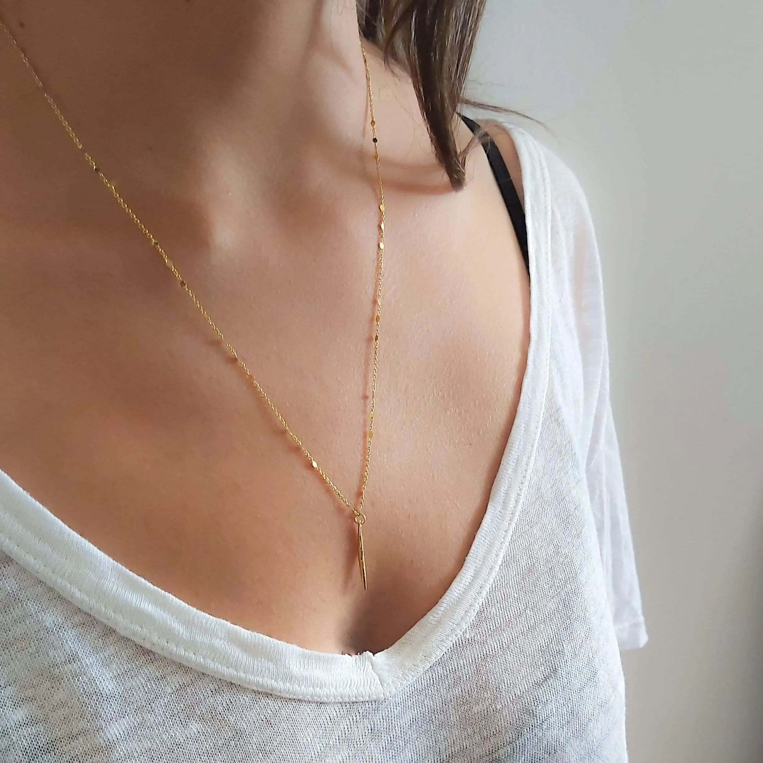 Gold Spike Pendant Necklace