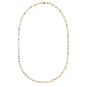 Gold Tennis Necklace with White Stones