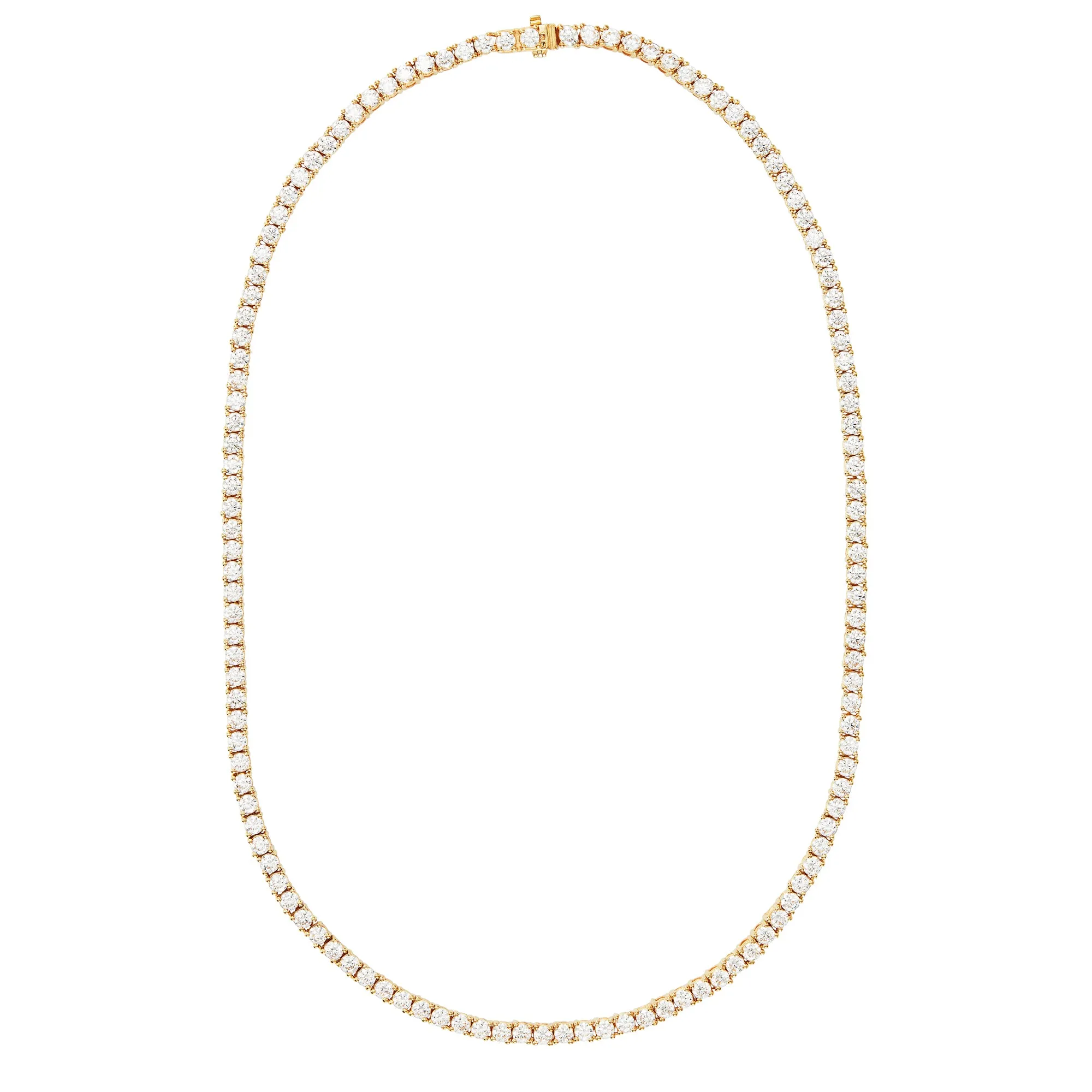 Gold Tennis Necklace with White Stones