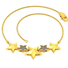 Gorgeous 14k Gold And Diamond Studded Bracelet With Stars Design For Women From Pc Chandra Jewellers