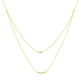 Graduating Diamond Bezels Duet Necklace