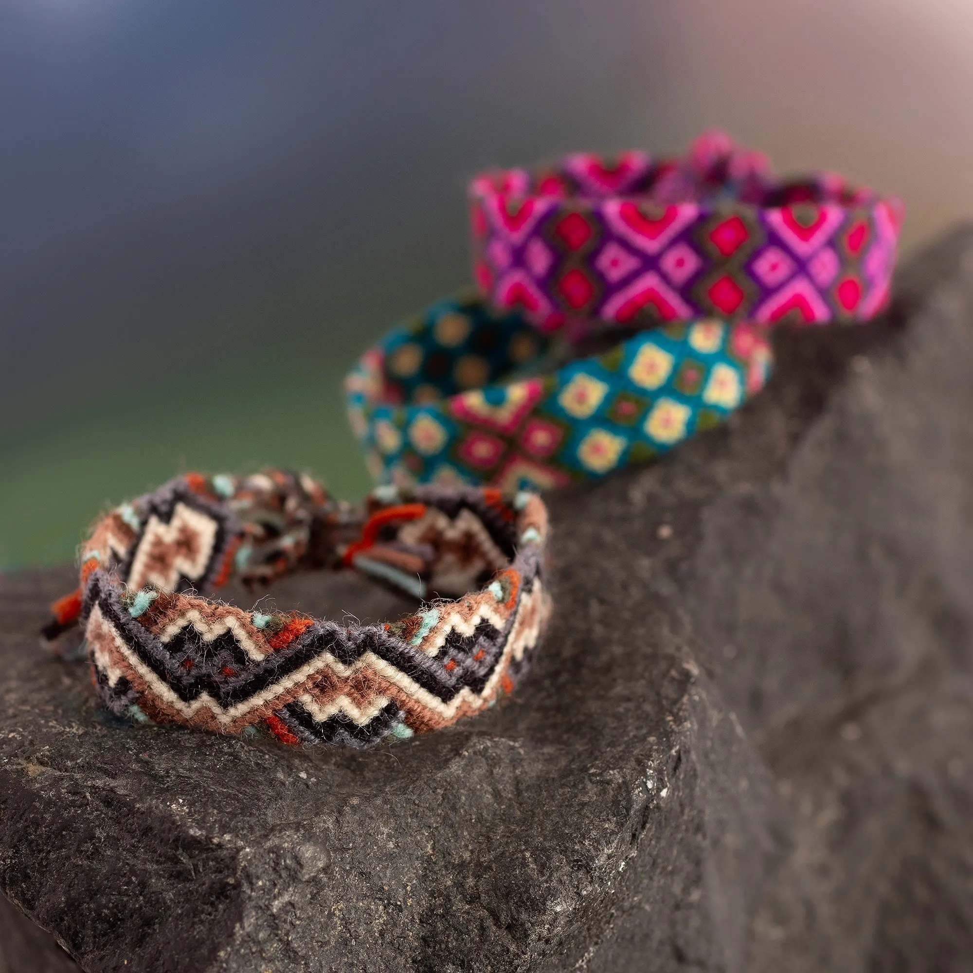 Handcrafted Colorful Macrame Wristband Bracelet from Peru - Vibrant Life | NOVICA