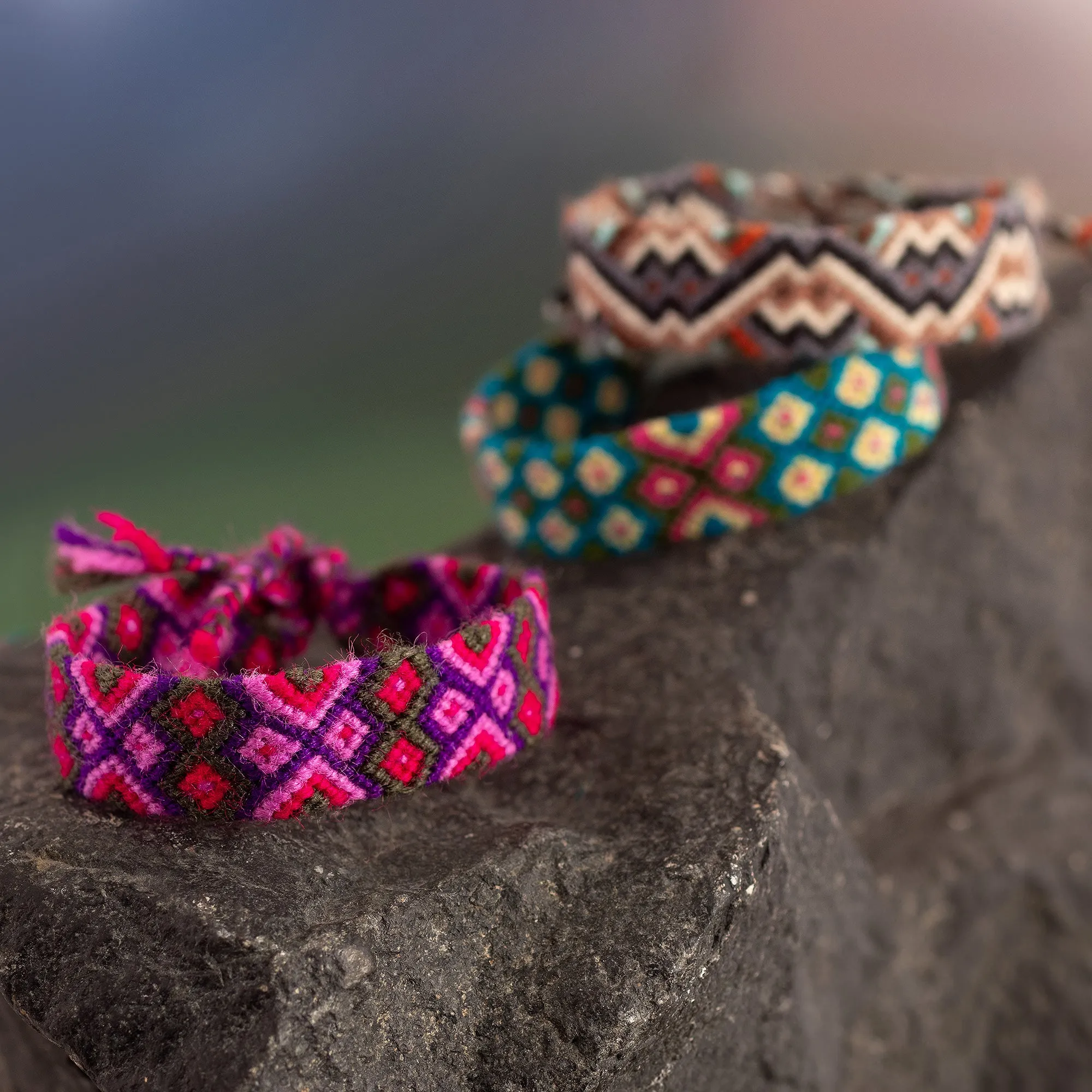 Handcrafted Colorful Macrame Wristband Bracelet from Peru - Vibrant Life | NOVICA
