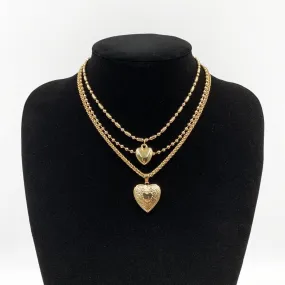 Hearts Pendant Necklace - Multi-Layered Women Jewelry