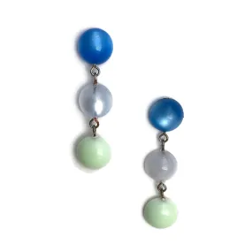 Ice Aqua Blue & Mint Green Moonglow Mini Tri Dot Drop Earrings