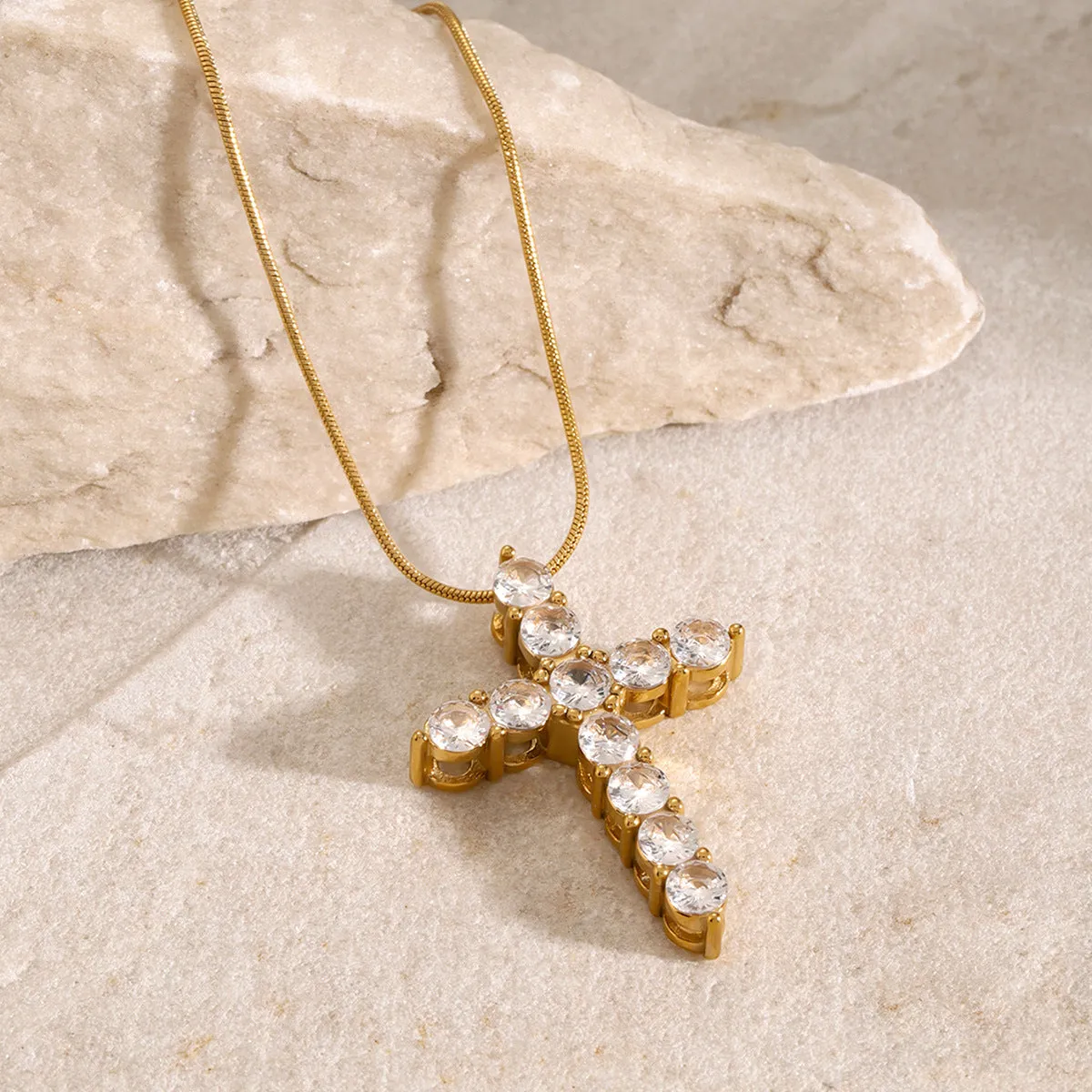 IG Style Cross Stainless Steel Electroplating Necklaces