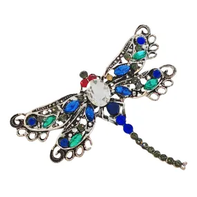 Jewelblings Vintage Red Eyes Green Blue Crystal Filigree Dragonfly Brooches Pins Statement Insect Jewelry