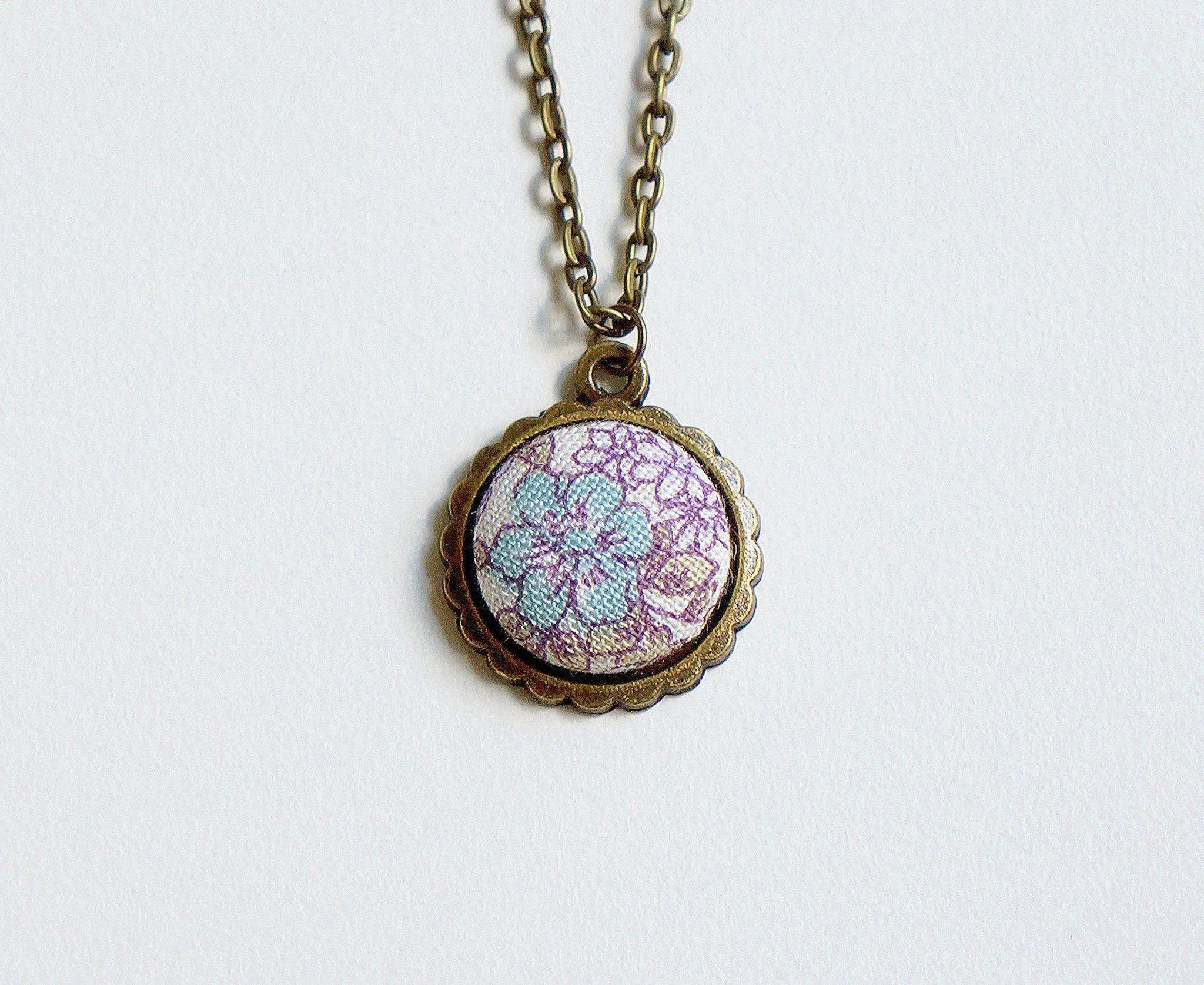 Julia Rose Handmade Fabric Button Necklace