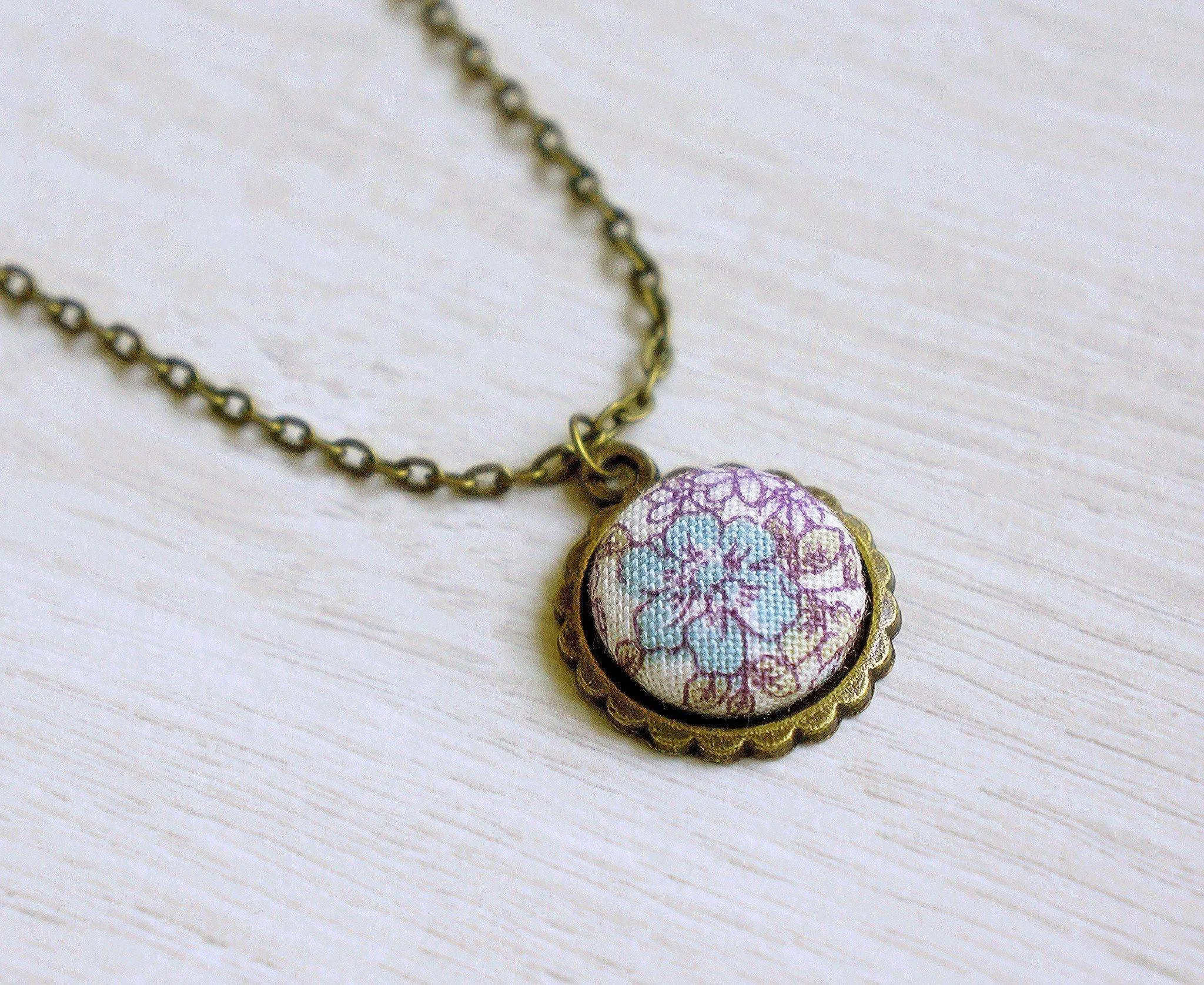 Julia Rose Handmade Fabric Button Necklace