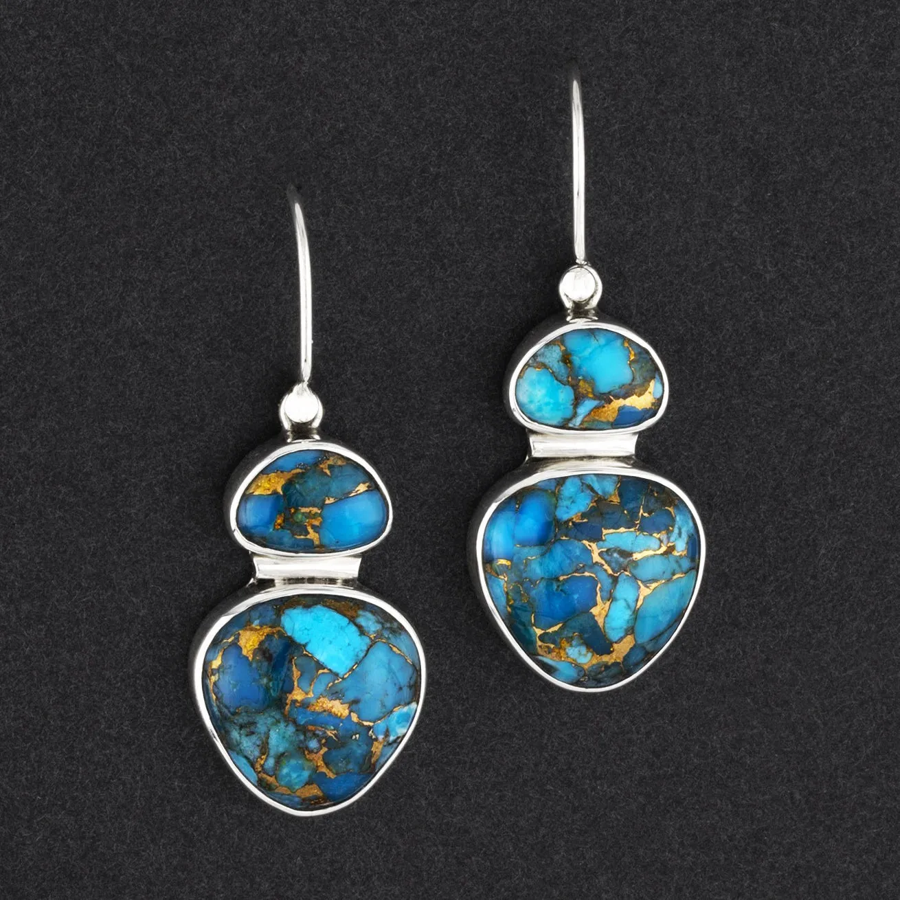 Large Blue Copper Turquoise Drop Earrings