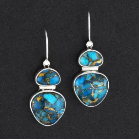Large Blue Copper Turquoise Drop Earrings