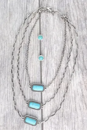 Layered Turquoise Stone Necklace