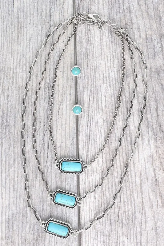Layered Turquoise Stone Necklace