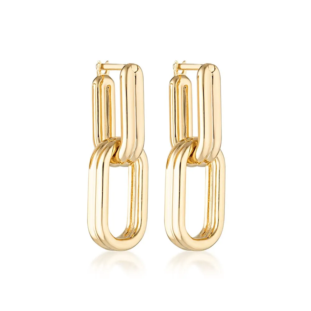 Linda Tahija Twofold Linked Hoop Earrings, Gold