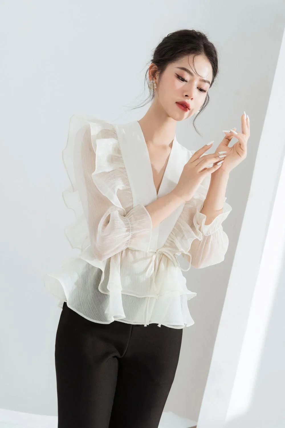 Luna Layered Ruffled Chiffon Shirt