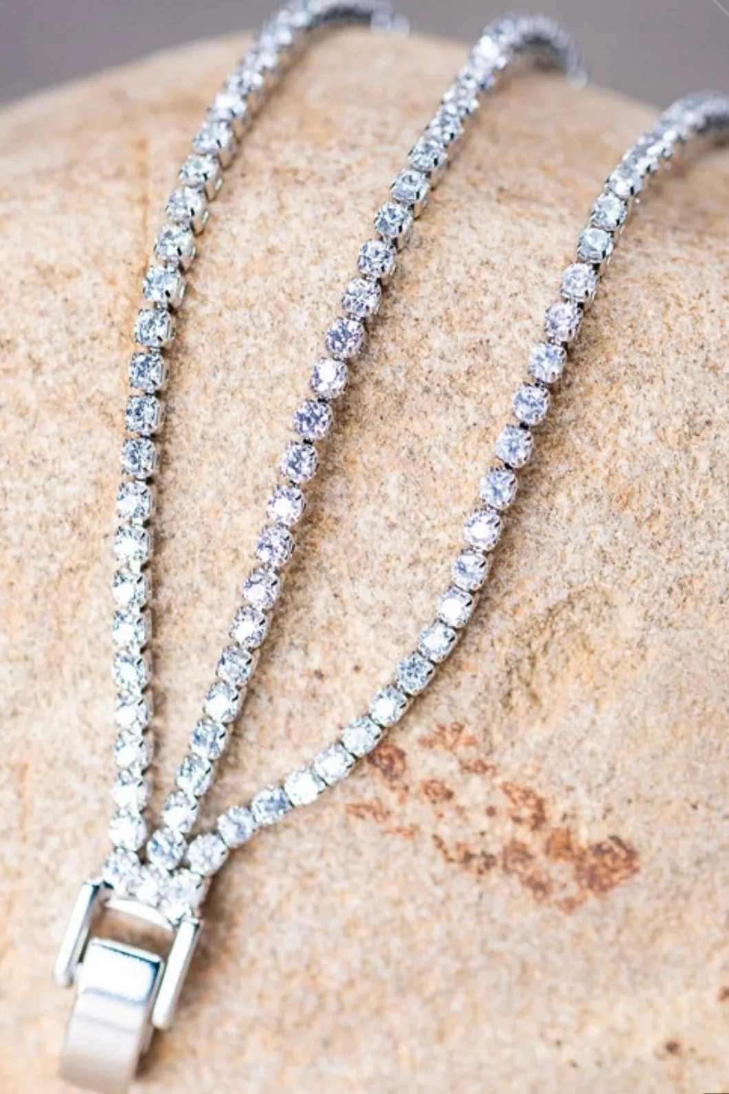 Mae 3 Row Pave Rhinestone Tennis Bracelet