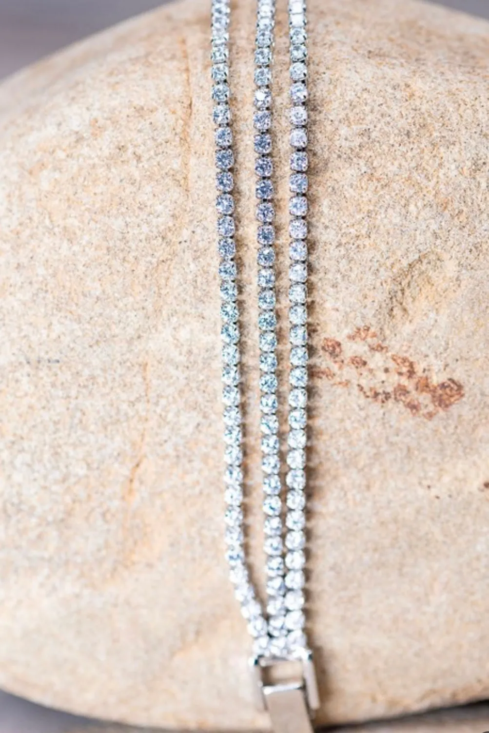 Mae 3 Row Pave Rhinestone Tennis Bracelet