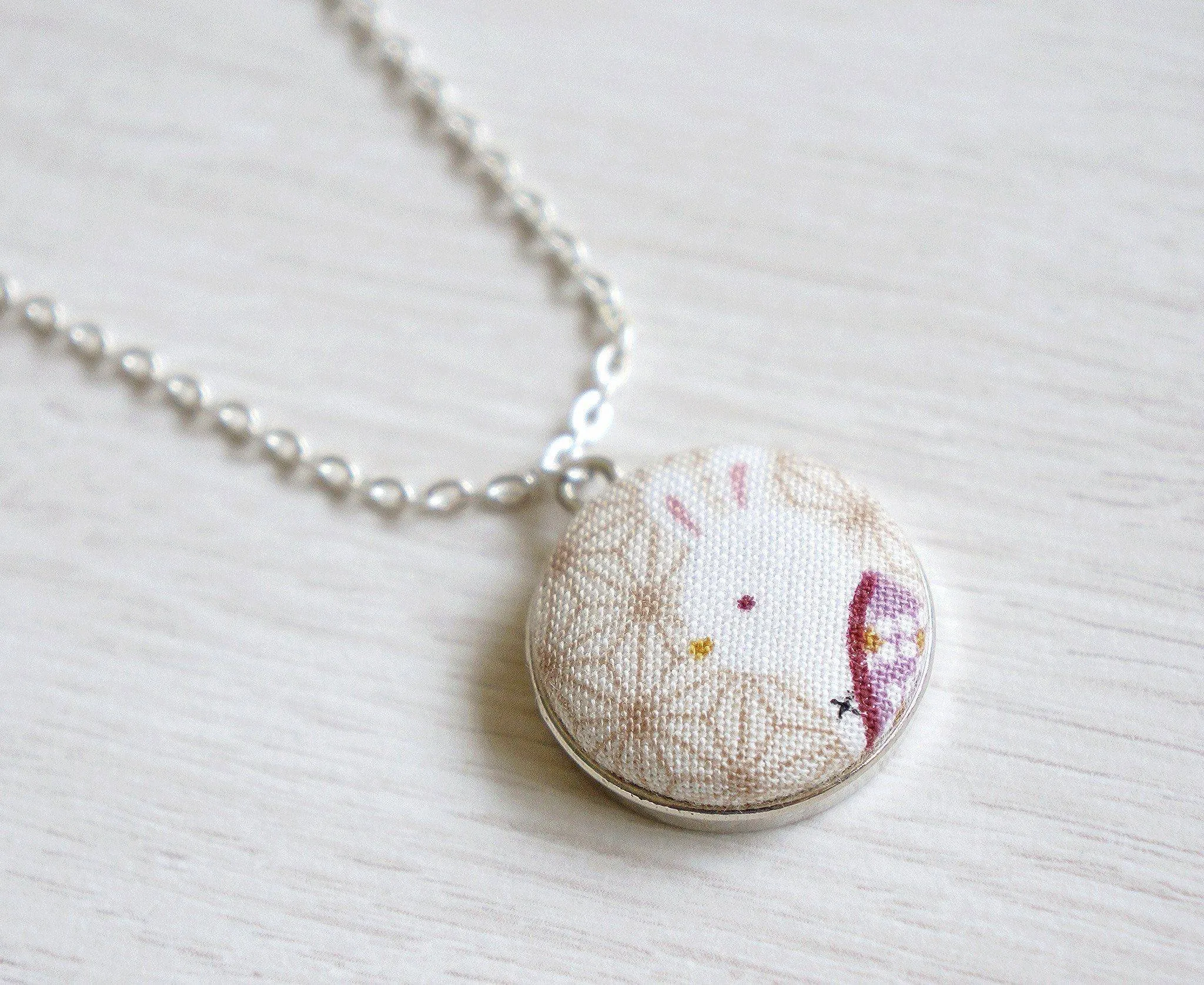 Maeko Bunny Handmade Fabric Button Necklace