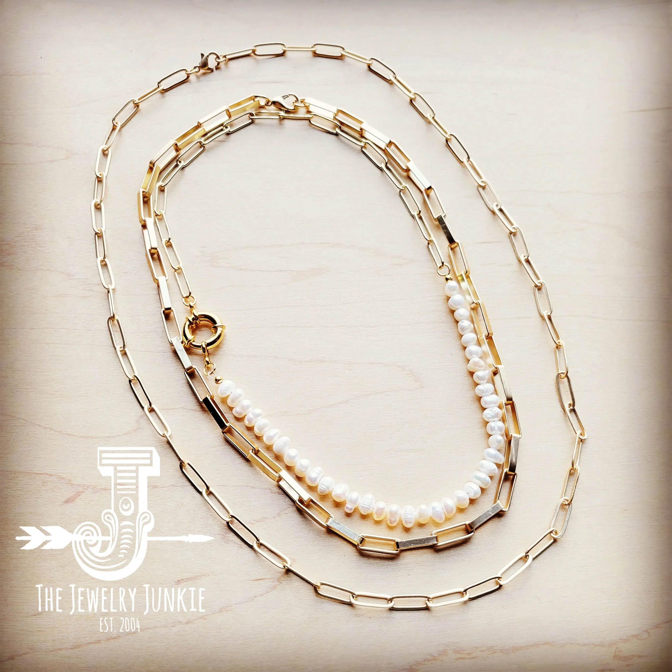Matte Gold Large Chain Link Layering Necklace-22  inches 255o