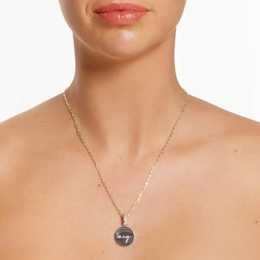Maxi Engravable Disc Pendant in Silver