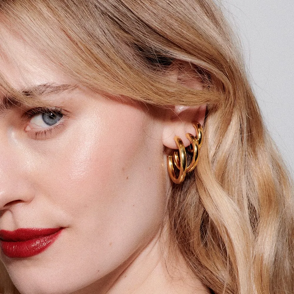 Midi Bold Hoop Earrings 18ct Gold Plate