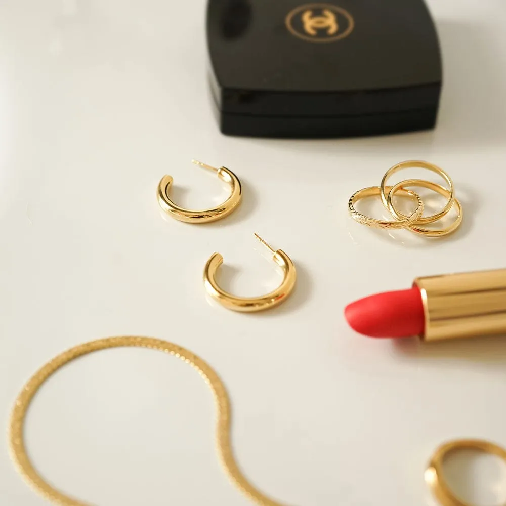 Midi Bold Hoop Earrings 18ct Gold Plate