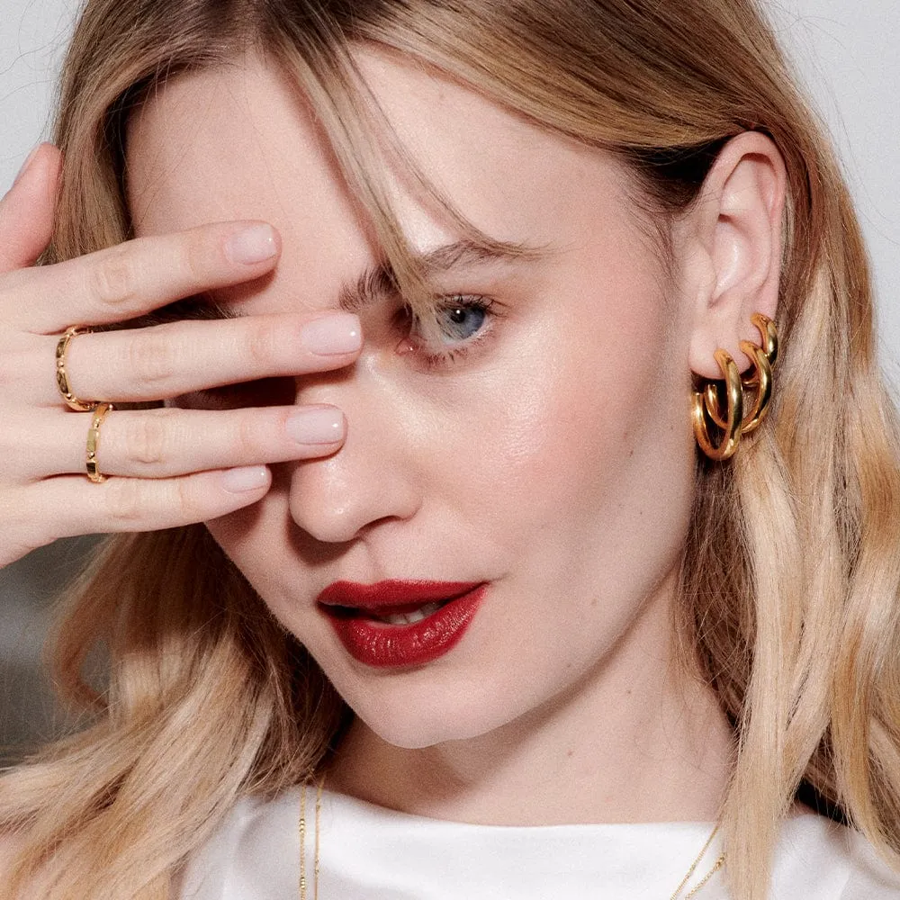 Midi Bold Hoop Earrings 18ct Gold Plate