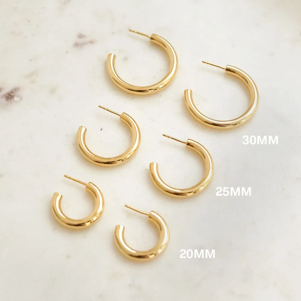 Midi Bold Hoop Earrings 18ct Gold Plate