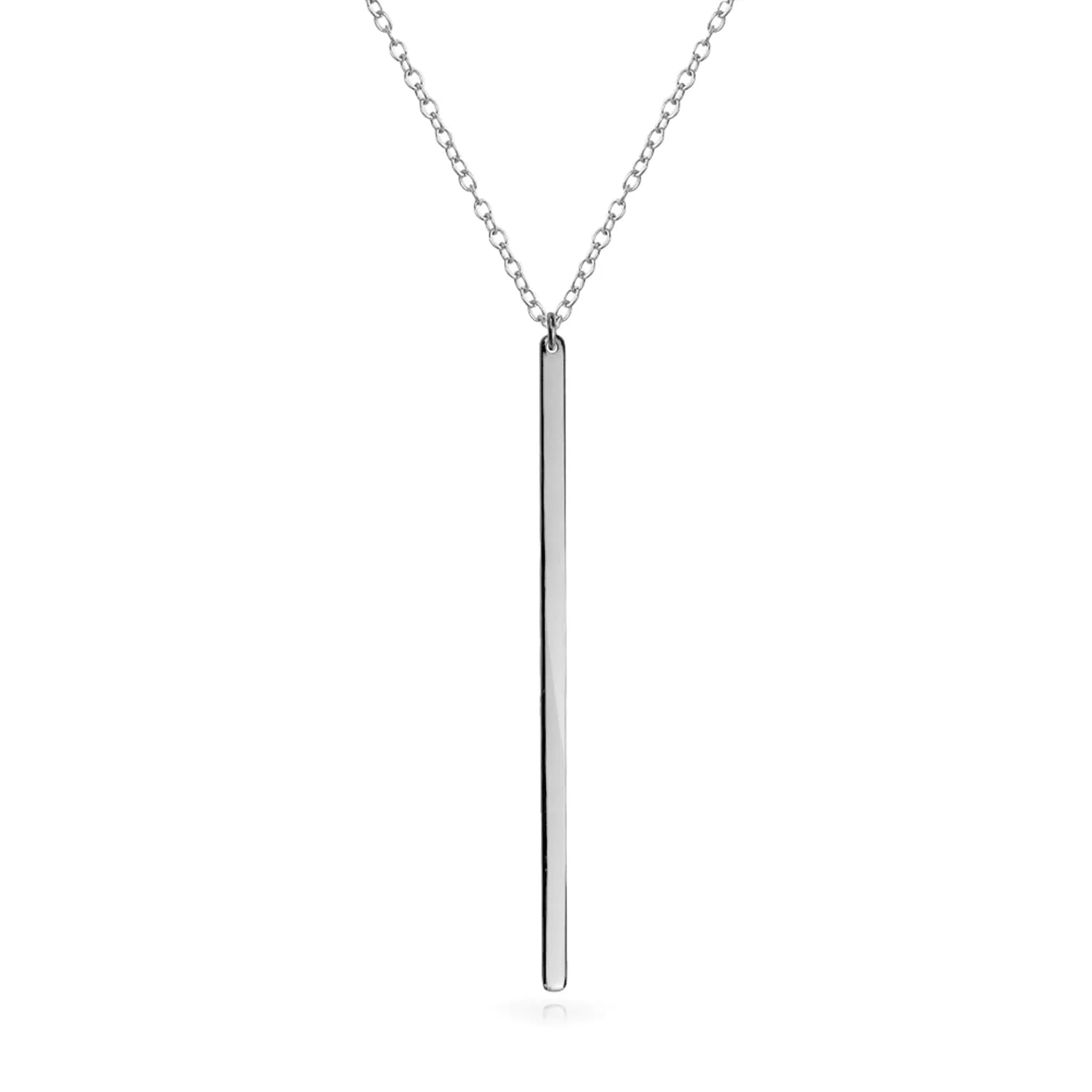 Minimalist Vertical Bar Pendant Necklace 14K Gold Plated Sterling Silver