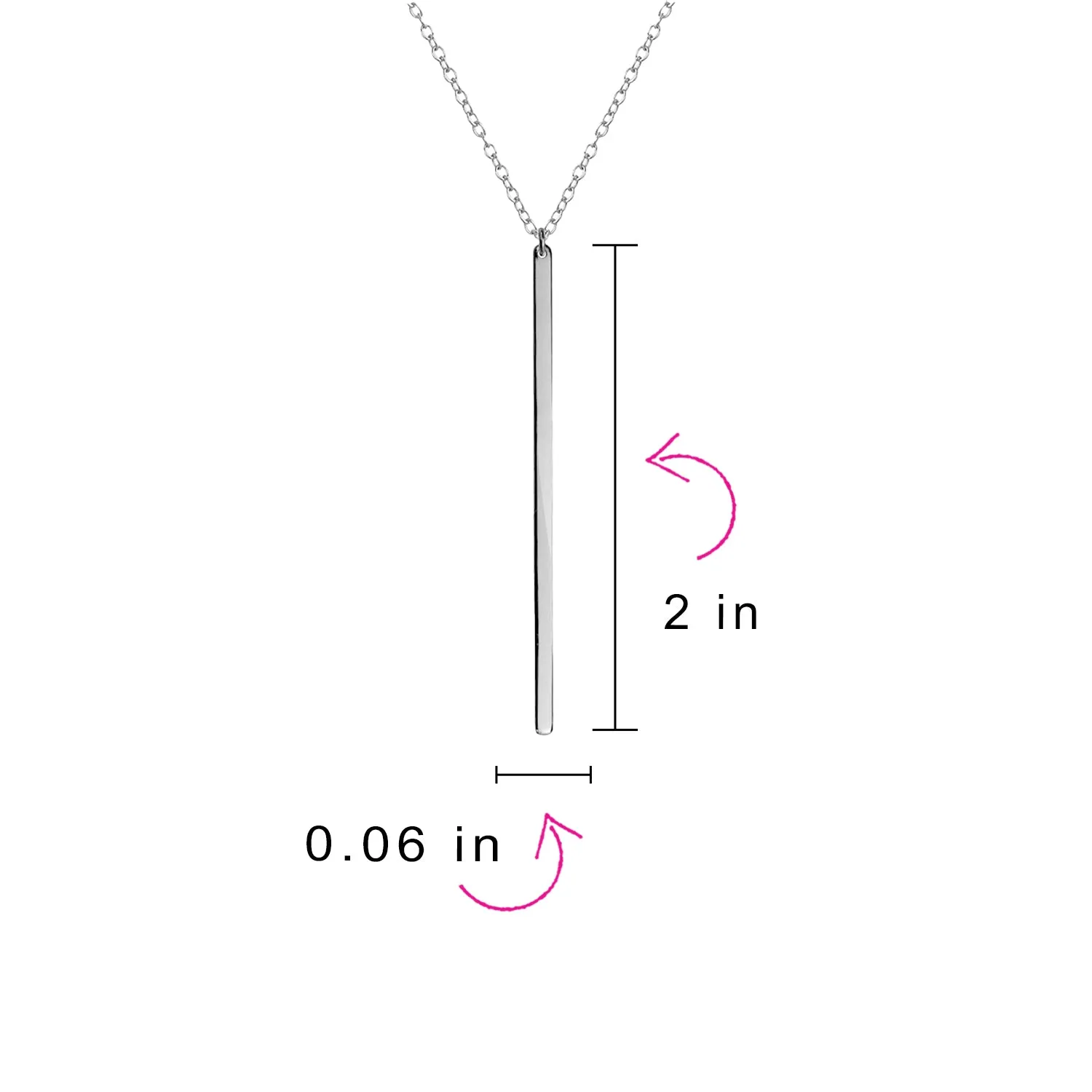 Minimalist Vertical Bar Pendant Necklace 14K Gold Plated Sterling Silver